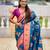 Teal blue color beautiful woven designer meenakari banarasi silk saree