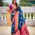 Teal blue color beautiful woven designer meenakari banarasi silk saree