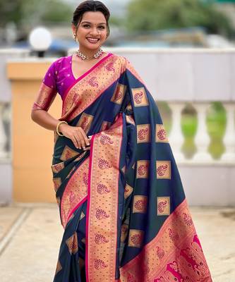 Morpich woven meenakari faux banarasi silk blend saree 3