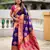Violet beautiful woven meenakari faux banarasi silk saree