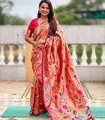 Pink color kanjivaram silk woven graceful partywear saree