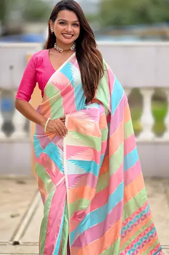 Multy soft silk blend woven graceful partywear saree