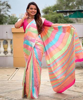 Multy soft silk blend woven graceful partywear saree 4
