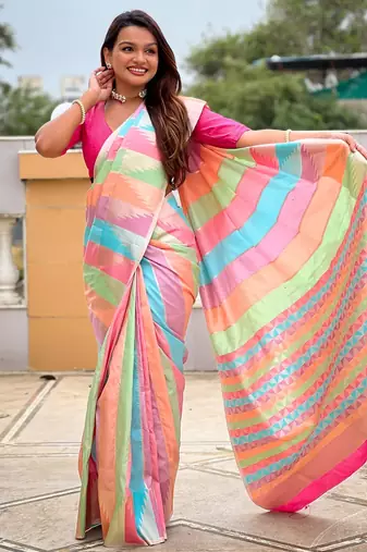 Multy soft silk blend woven graceful partywear saree