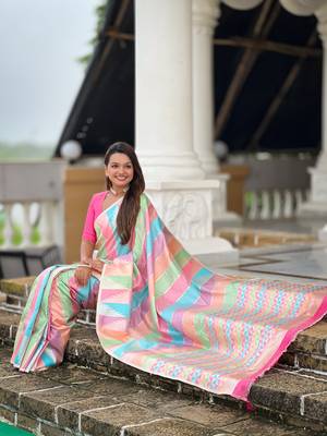 Multy soft silk blend woven graceful partywear saree 5