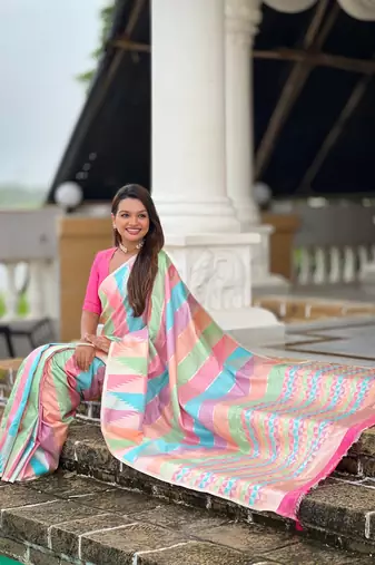 Multy soft silk blend woven graceful partywear saree