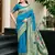 Blue silk blend woven zari ceremonial saree