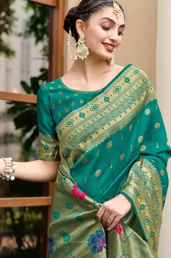 Rama silk blend woven zari ceremonial saree