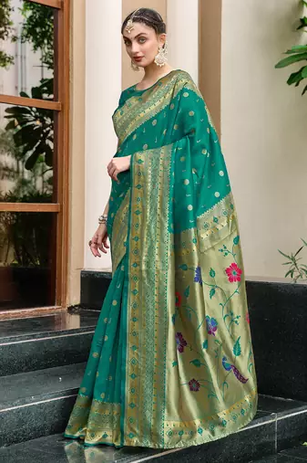 Rama silk blend woven zari ceremonial saree