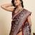 Wine color satin silk fabric woven zari designer saree