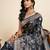Steel grey color satin silk fabric woven zari designer saree