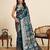 Blue color satin silk fabric woven zari designer saree