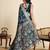 Blue color satin silk fabric woven zari designer saree