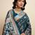 Blue color satin silk fabric woven zari designer saree