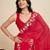 Red color georgette fabric beautiful swarovski beads designer saree