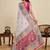 Off white color linen fabric beautiful printed ceremonial saree