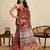 Brown color linen fabric beautiful printed ceremonial saree