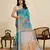 Blue color linen fabric beautiful printed ceremonial saree