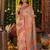 Off white color linen cotton fabric resham woven designer partywear saree