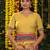 Yellow color linen cotton fabric resham woven designer partywear saree