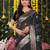 Black color linen cotton fabric beautiful woven designer partywear saree