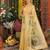 Yellow color linen cotton fabric beautiful woven designer partywear saree