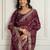 Wine color festive special georgette fabric bandhej saree for festive looks