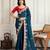 Blue color star georgette fabric designer embroidery work heavy ceremonial saree