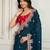 Blue color star georgette fabric designer embroidery work heavy ceremonial saree