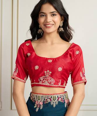 Blue star georgette embroidery work heavy ceremonial saree 5