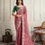 Pink color star georgette fabric embroidery work heavy ceremonial saree