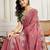 Pink color star georgette fabric designer embroidery work heavy ceremonial saree