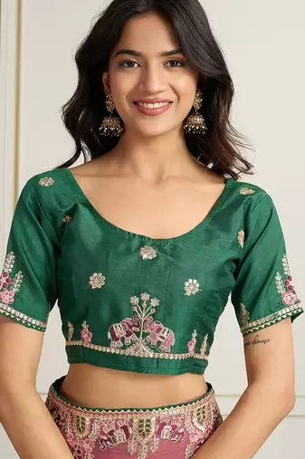 Pink star georgette embroidery work heavy ceremonial saree