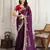 Purple color star georgette fabric embroidery work heavy ceremonial saree