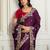 Purple color star georgette fabric designer embroidery work heavy ceremonial saree