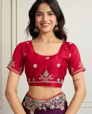 Purple star georgette embroidery work heavy ceremonial saree 5