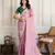 Pink color star georgette fabric embroidery work heavy ceremonial saree