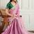 Pink color star georgette fabric designer embroidery work heavy ceremonial saree
