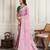 Pink color star georgette fabric designer embroidery work heavy ceremonial saree