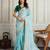 Sea green color star georgette fabric designer embroidery work heavy ceremonial saree