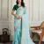 Sea green color star georgette fabric embroidery work heavy ceremonial saree