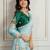 Sea green color star georgette fabric designer embroidery work heavy ceremonial saree