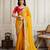 Yellow color frendy chiffon fabric designer embroidery work heavy ceremonial saree