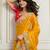 Yellow color frendy chiffon fabric designer embroidery work heavy ceremonial saree