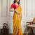Yellow color frendy chiffon fabric designer embroidery work heavy ceremonial saree