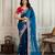 Blue color frendy chiffon fabric designer embroidery work heavy ceremonial saree