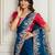 Blue color frendy chiffon fabric designer embroidery work heavy ceremonial saree