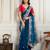 Blue color frendy chiffon fabric designer embroidery work heavy ceremonial saree