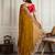 Gold color frendy chiffon fabric designer embroidery work heavy ceremonial saree