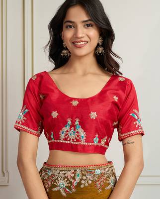 Gold frendy chiffon embroidery work heavy ceremonial saree 5